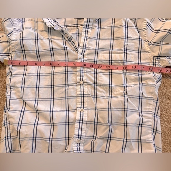 J. Crew Slim White Blue Plaid Long Sleeved Button Down Shirt Size L - Picture 5 of 5